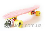 Пенни борд Пастель Fish - Нежно розовый с желтыми колесами